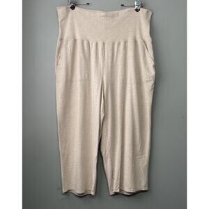 Jockey Capris Plus Size 2X Beige Cotton Modal Knit Pants Comfort Lounge Slouchy